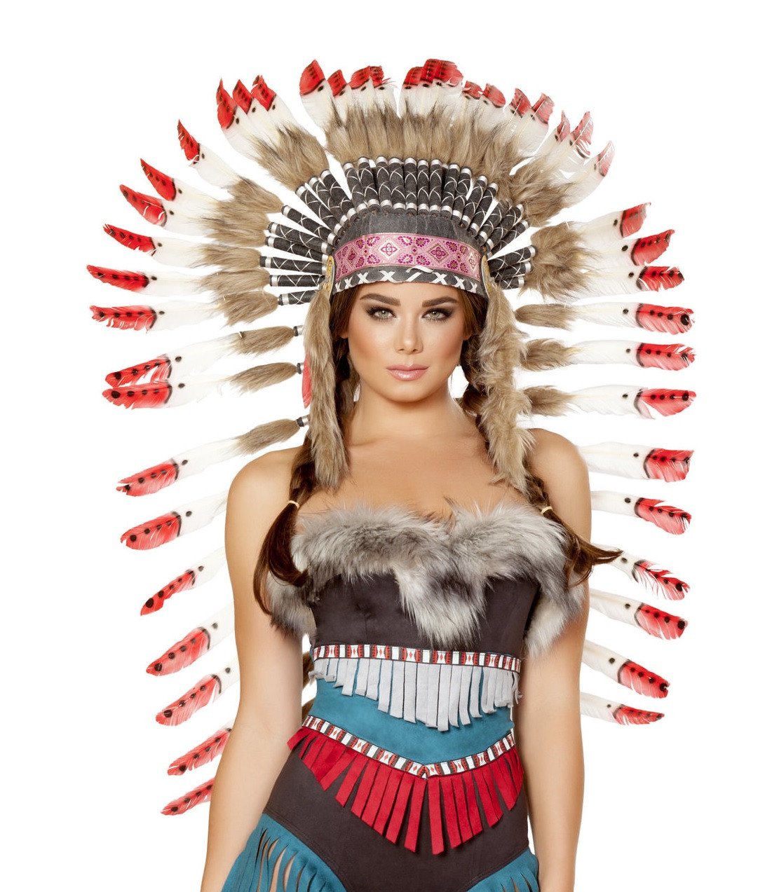 Feather headdress with red tips